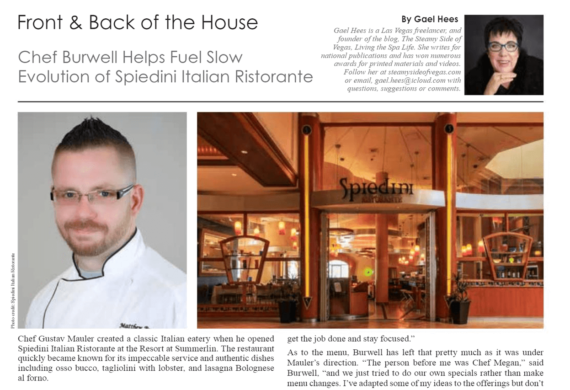 Front and Back of the House: Chef Burwell Helps Fuel Slow Evolution of Spiendini Italian Ristorante