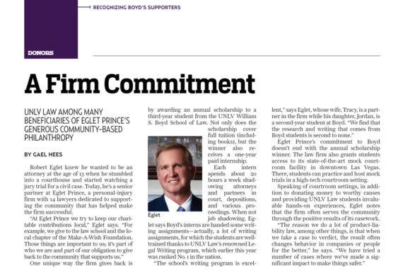 UNLV Law Magazine: A Firm Commitment